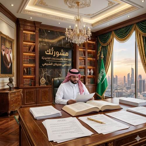 المحامي صنيتان السبيعي يراجع وثائق الميراث وتوزيع التركة في مكتب مشورتك للمحاماة